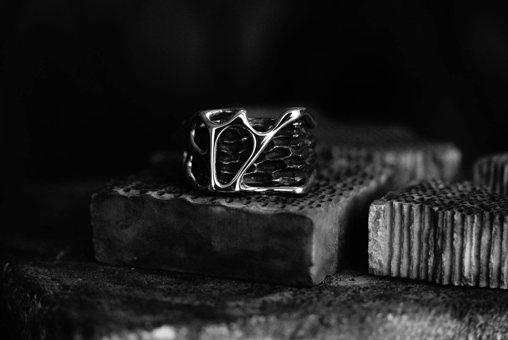 R-101 fusion - Square sterling silver combination signet ring