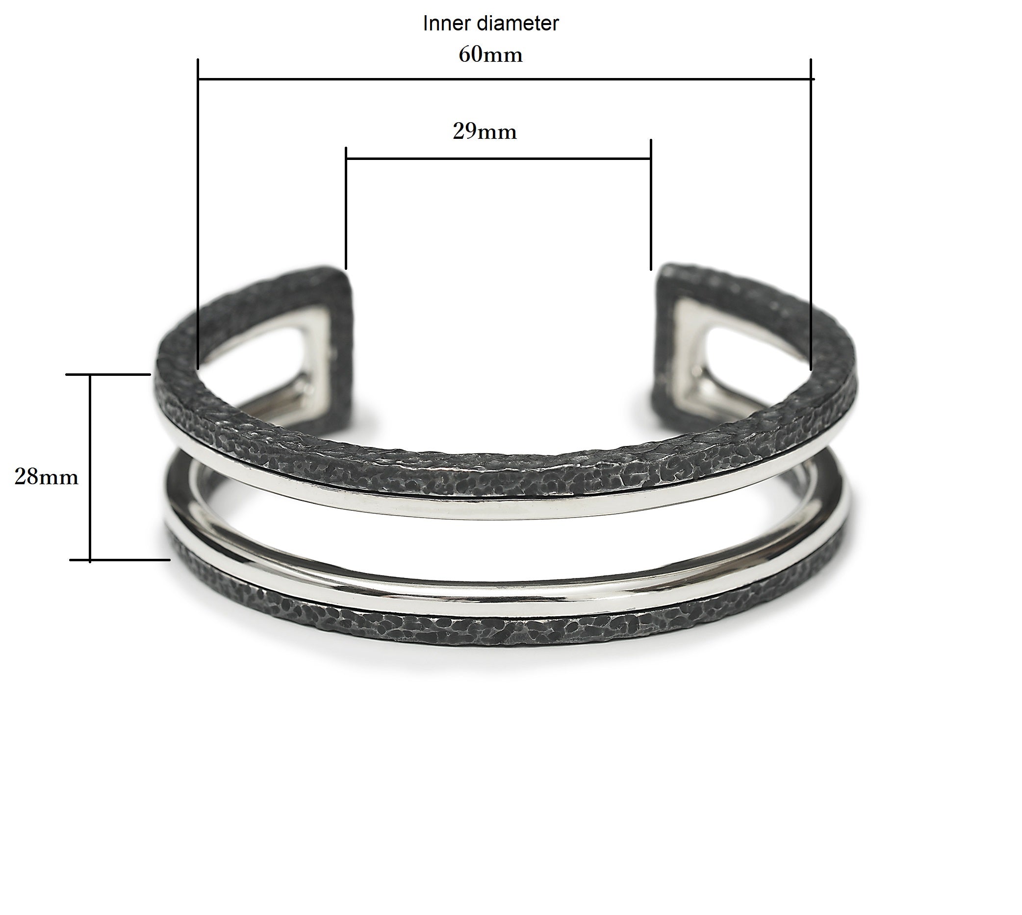 BR-24 essence - Two line thick sterling silver bracelet