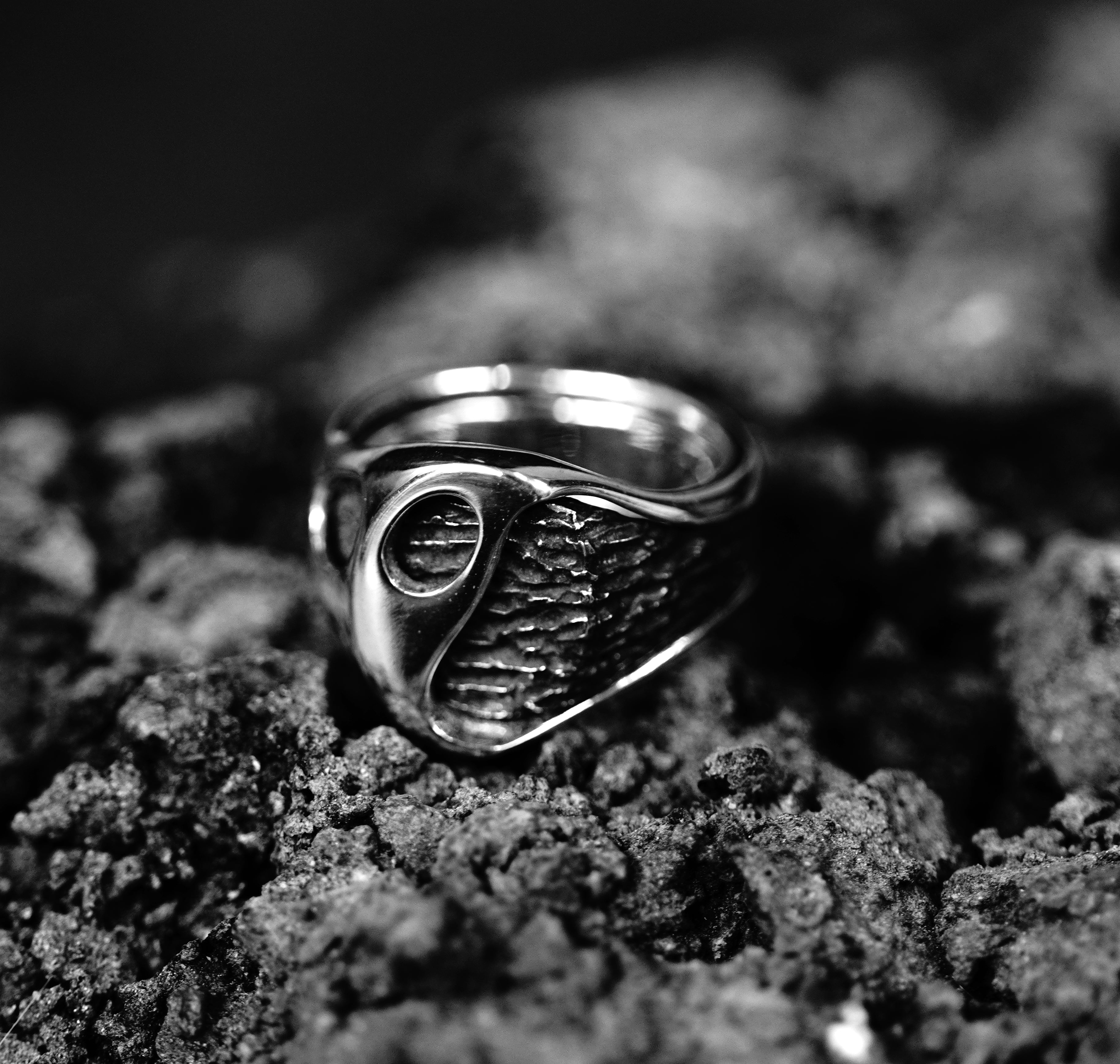 R-102 fusion - oval sterling silver combination signet ring