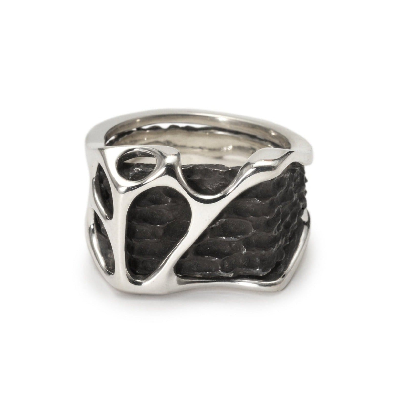 R-101 fusion - Square sterling silver combination signet ring