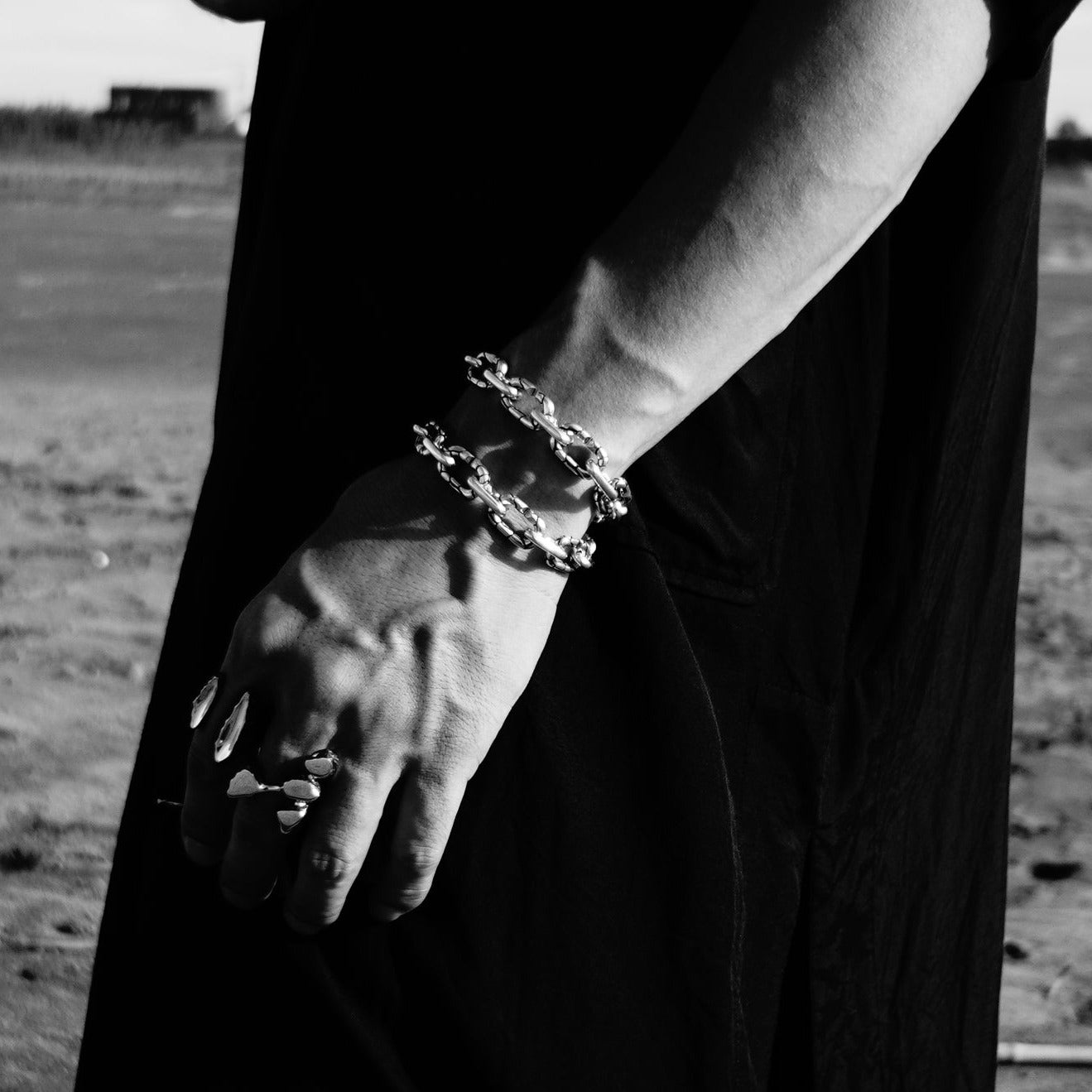 BR-27 Continue - Sterling silver bracelet with thick chain combination