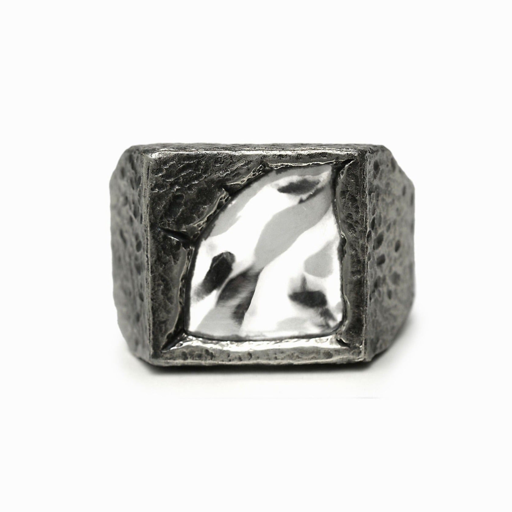 R-98 afterglow - Square sterling silver signet ring