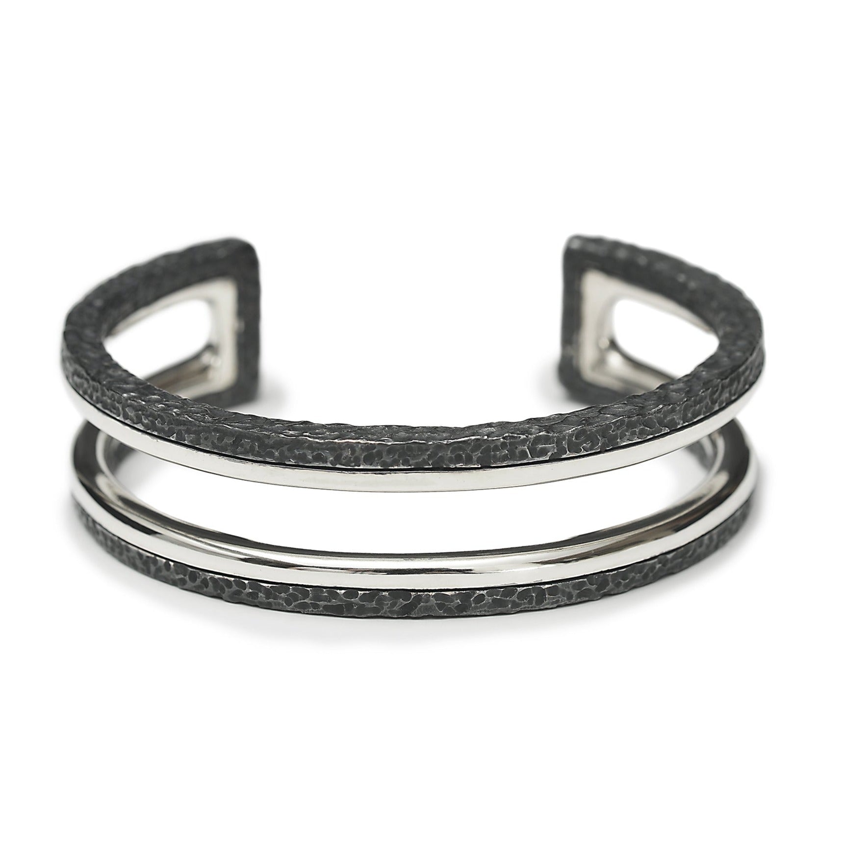 BR-24 essence - Two line thick sterling silver bracelet