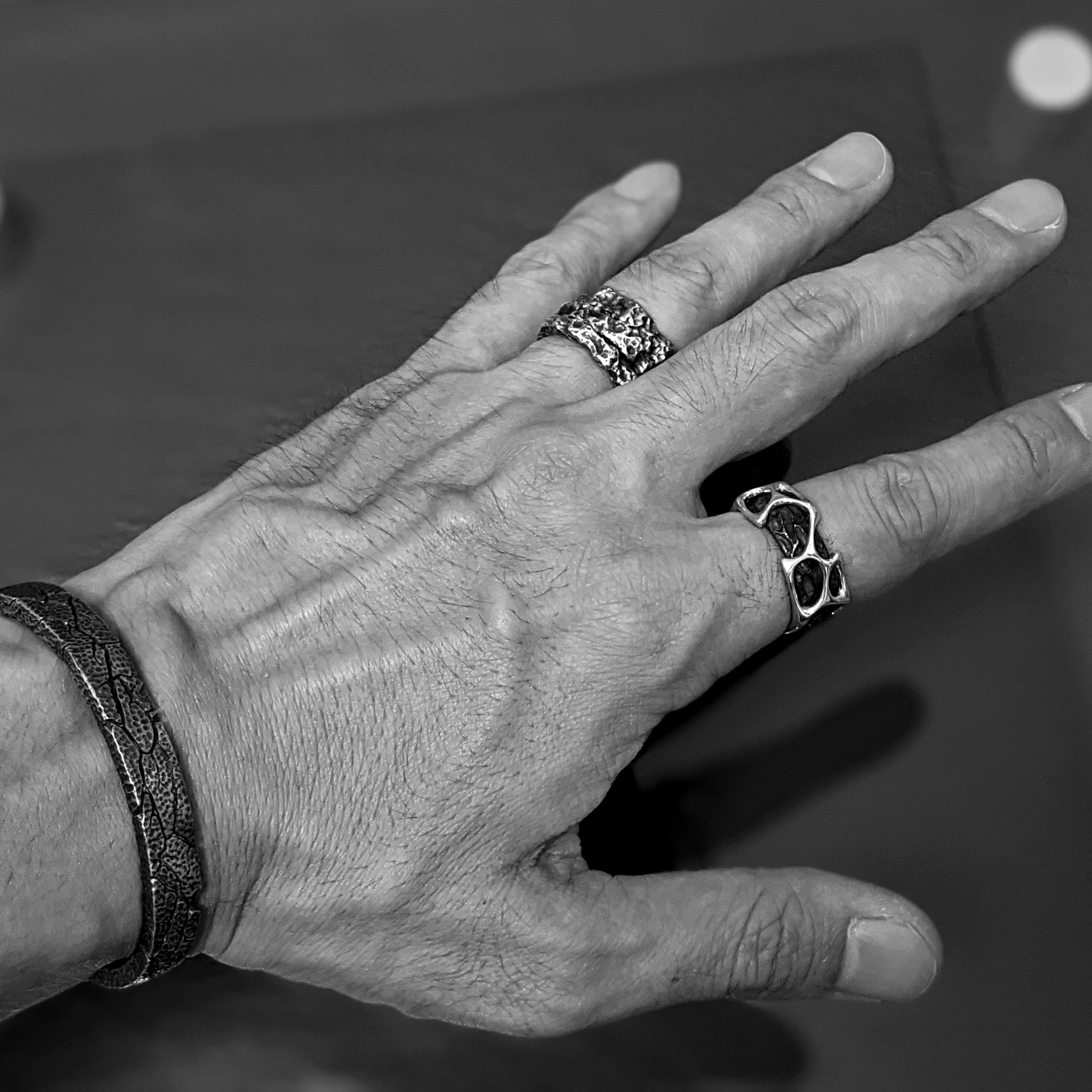 BR-23 cracks - Cracked sterling silver bracelet