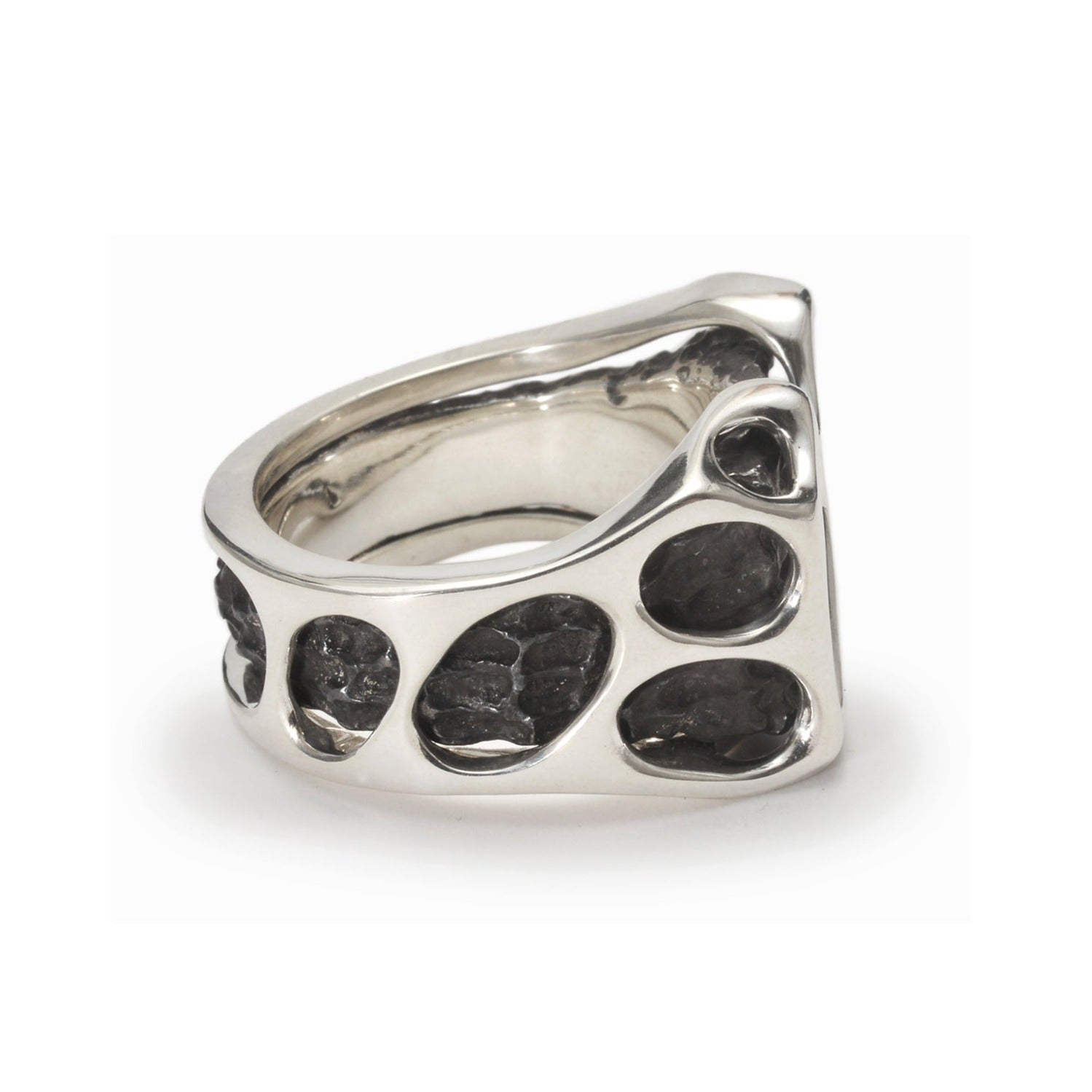 R-101 fusion - Square sterling silver combination signet ring