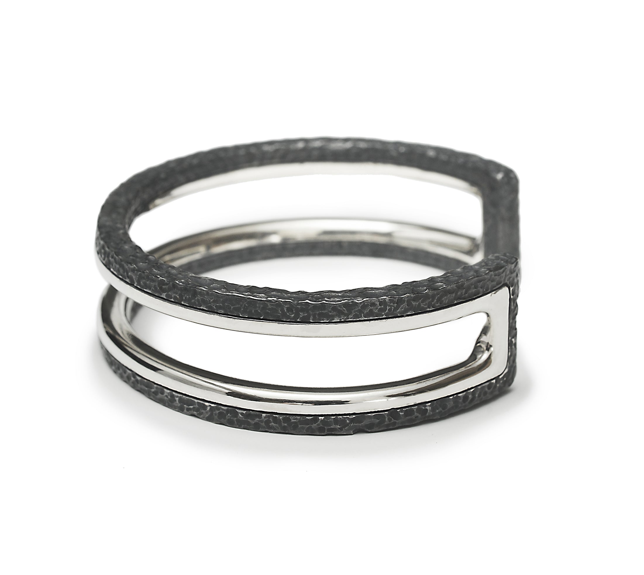 BR-24 essence - Two line thick sterling silver bracelet