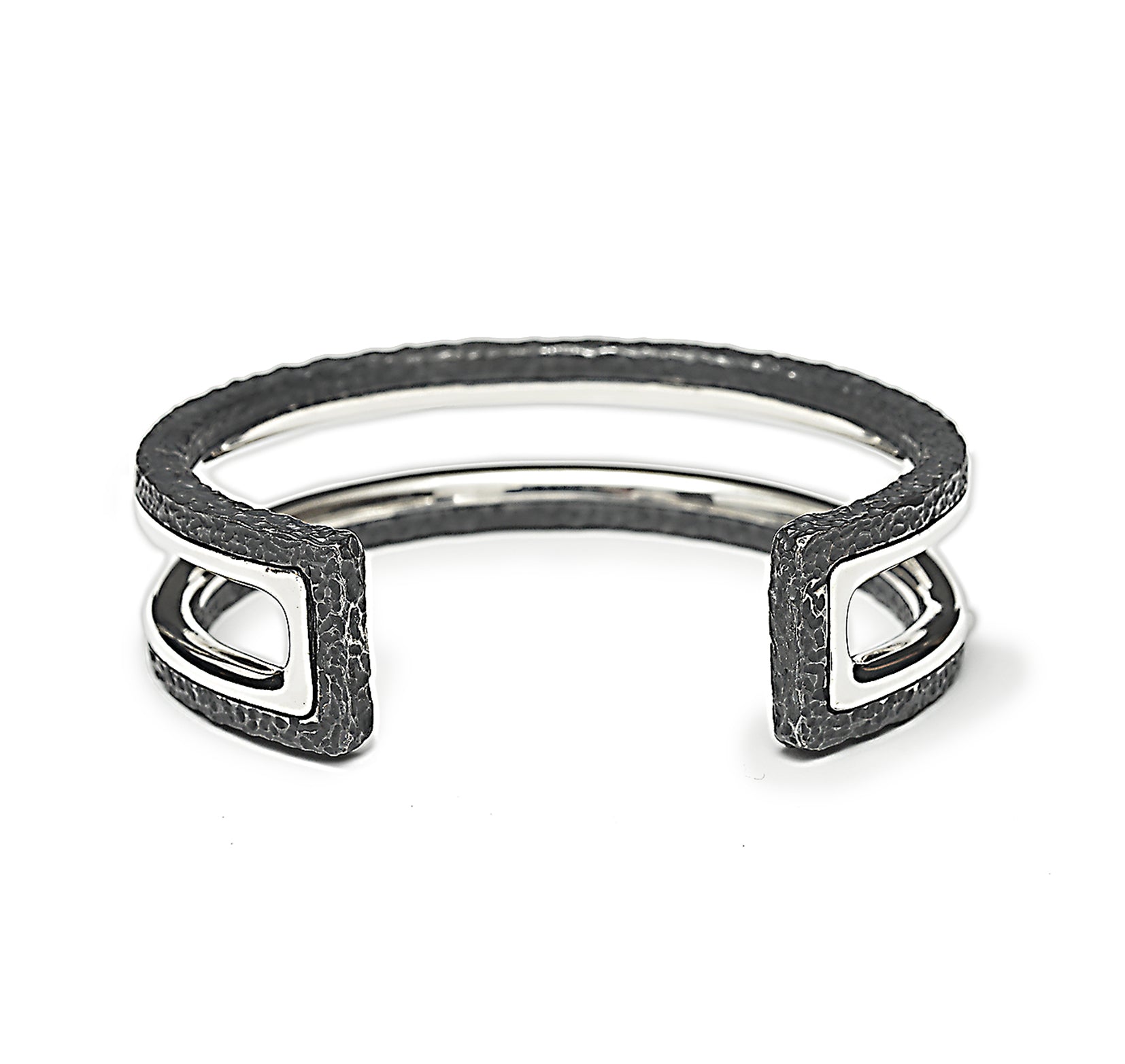 BR-24 essence - Two line thick sterling silver bracelet