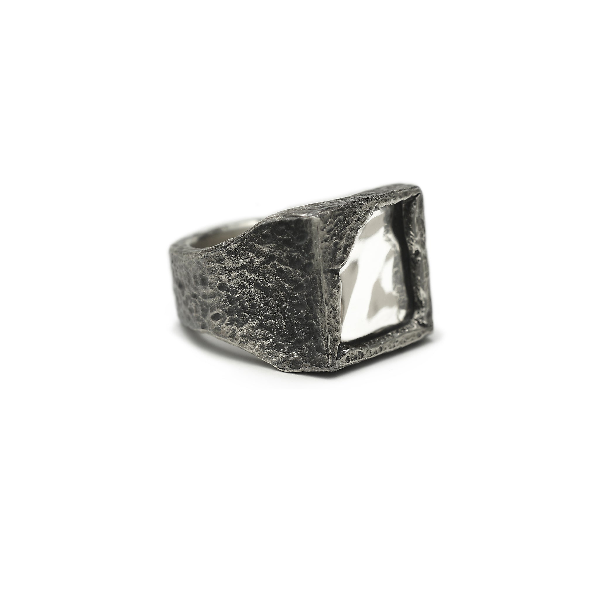 R-98 afterglow - Square sterling silver signet ring