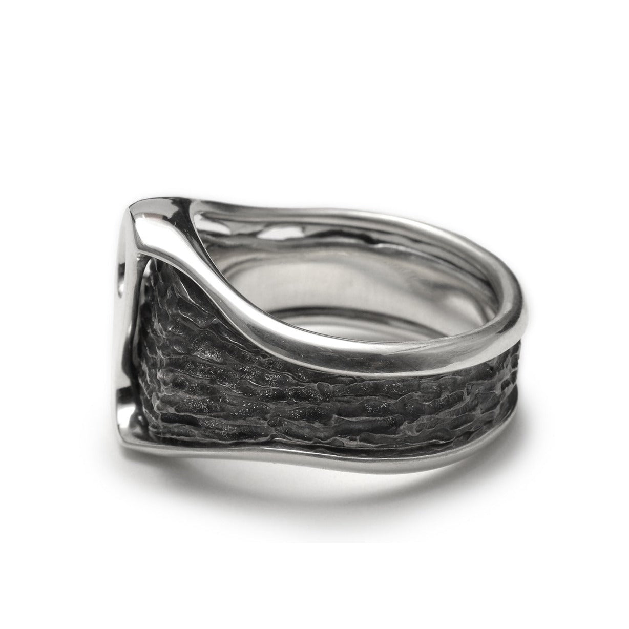 R-102 fusion - oval sterling silver combination signet ring