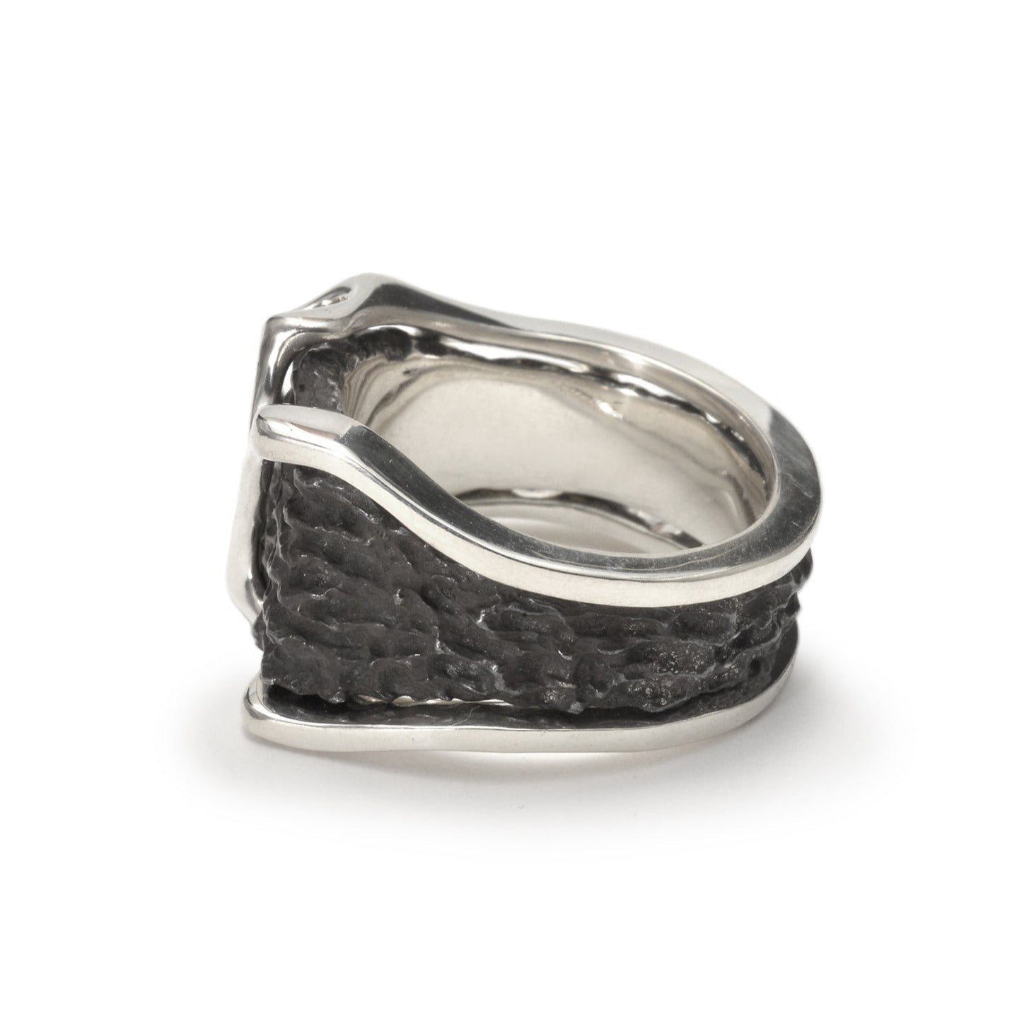 R-101 fusion - Square sterling silver combination signet ring