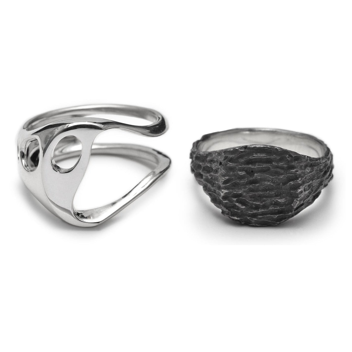 R-102 fusion - oval sterling silver combination signet ring
