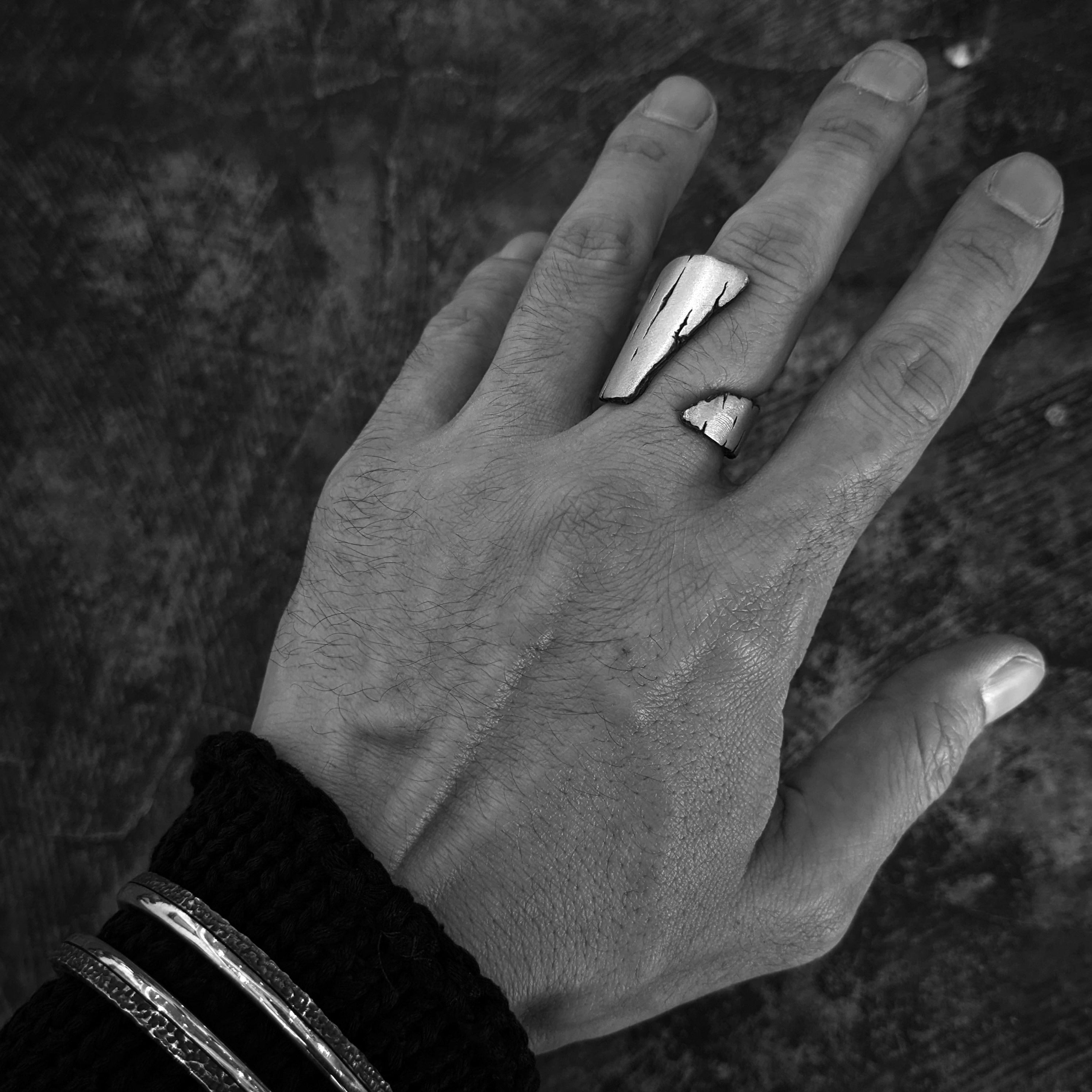R-104 weathering - sterling silver bold ring
