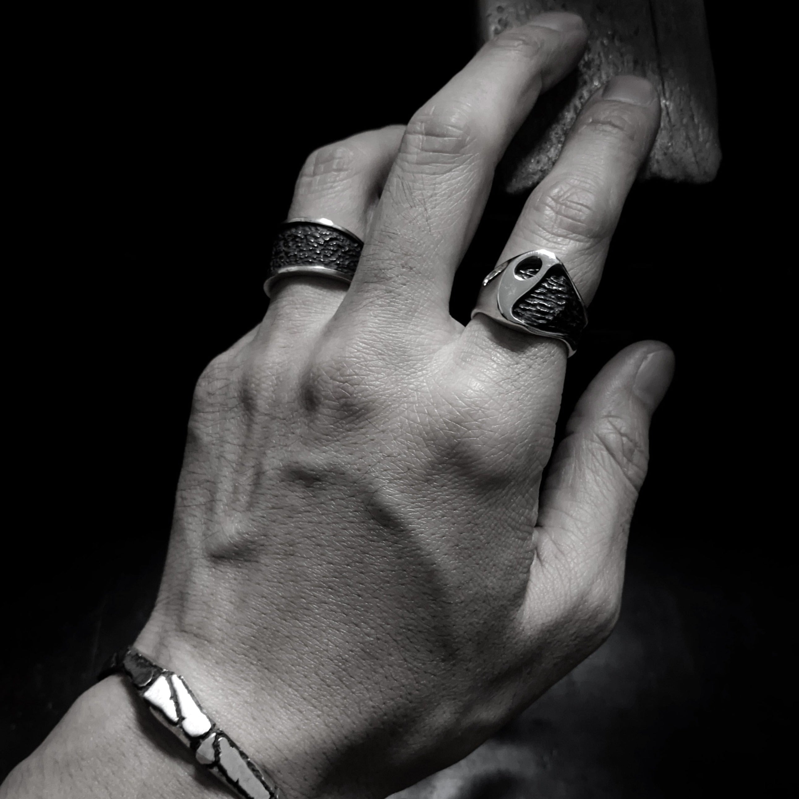 R-102 fusion - oval sterling silver combination signet ring