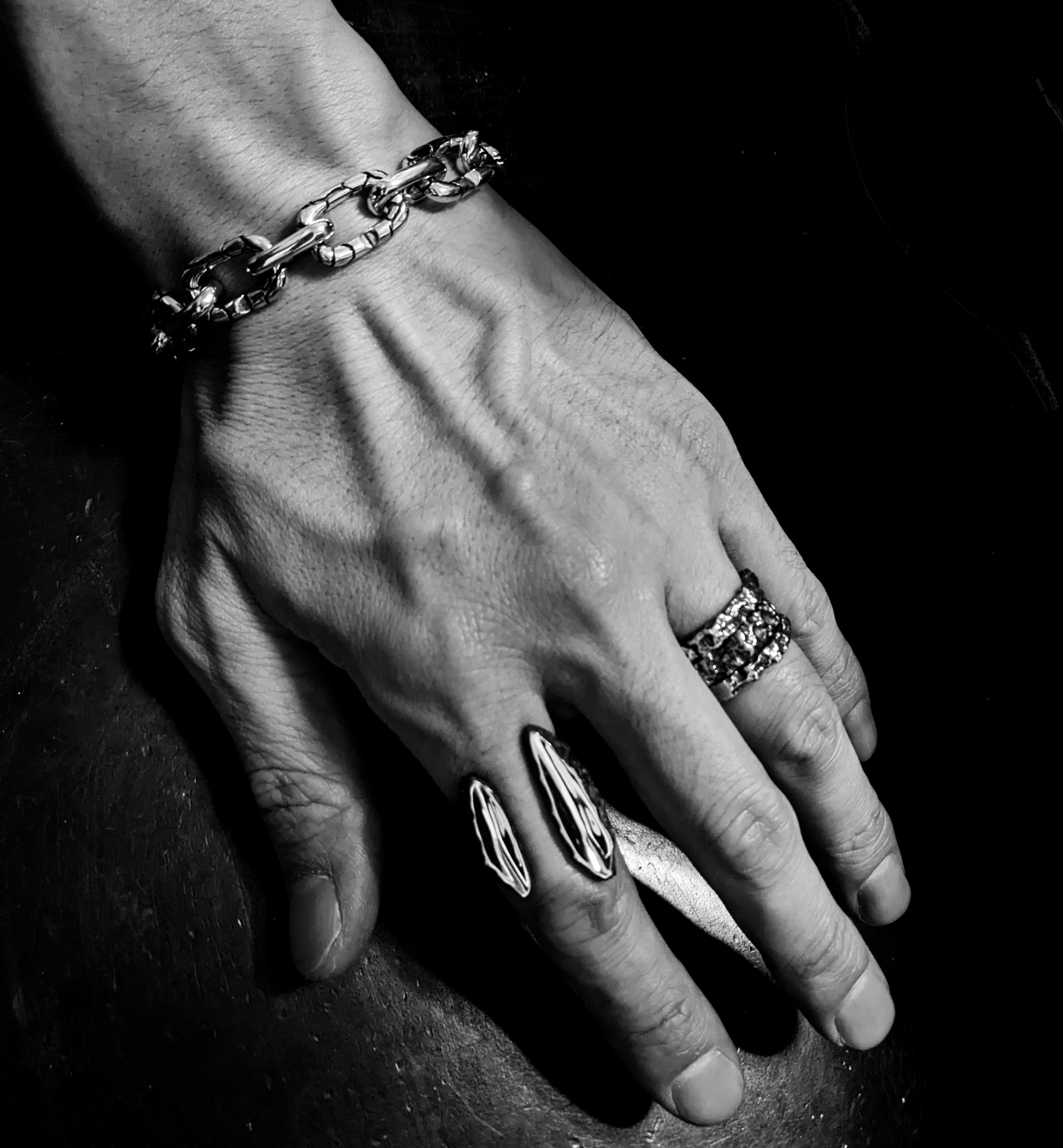 BR-27 Continue - Sterling silver bracelet with thick chain combination