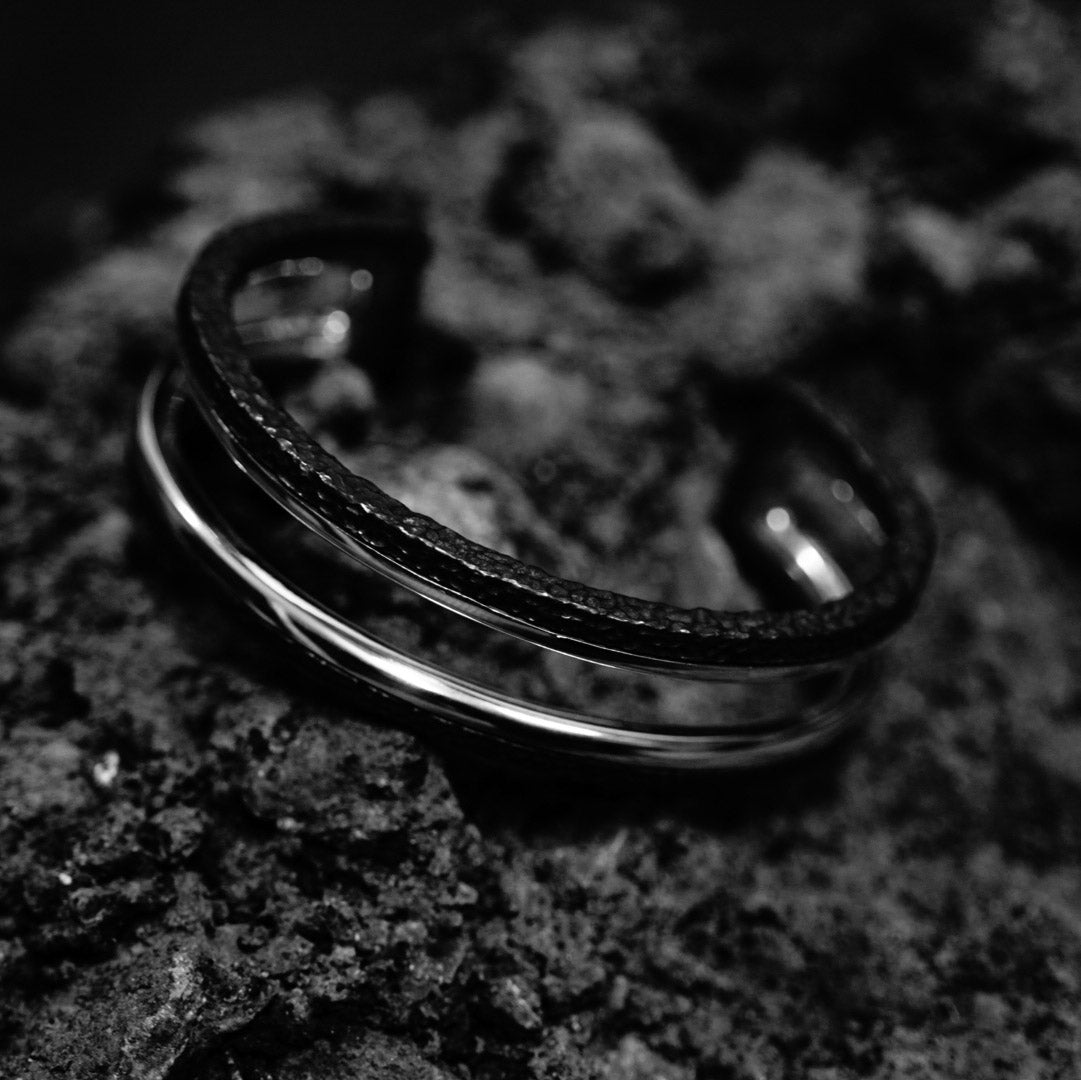 BR-24 essence - Two line thick sterling silver bracelet