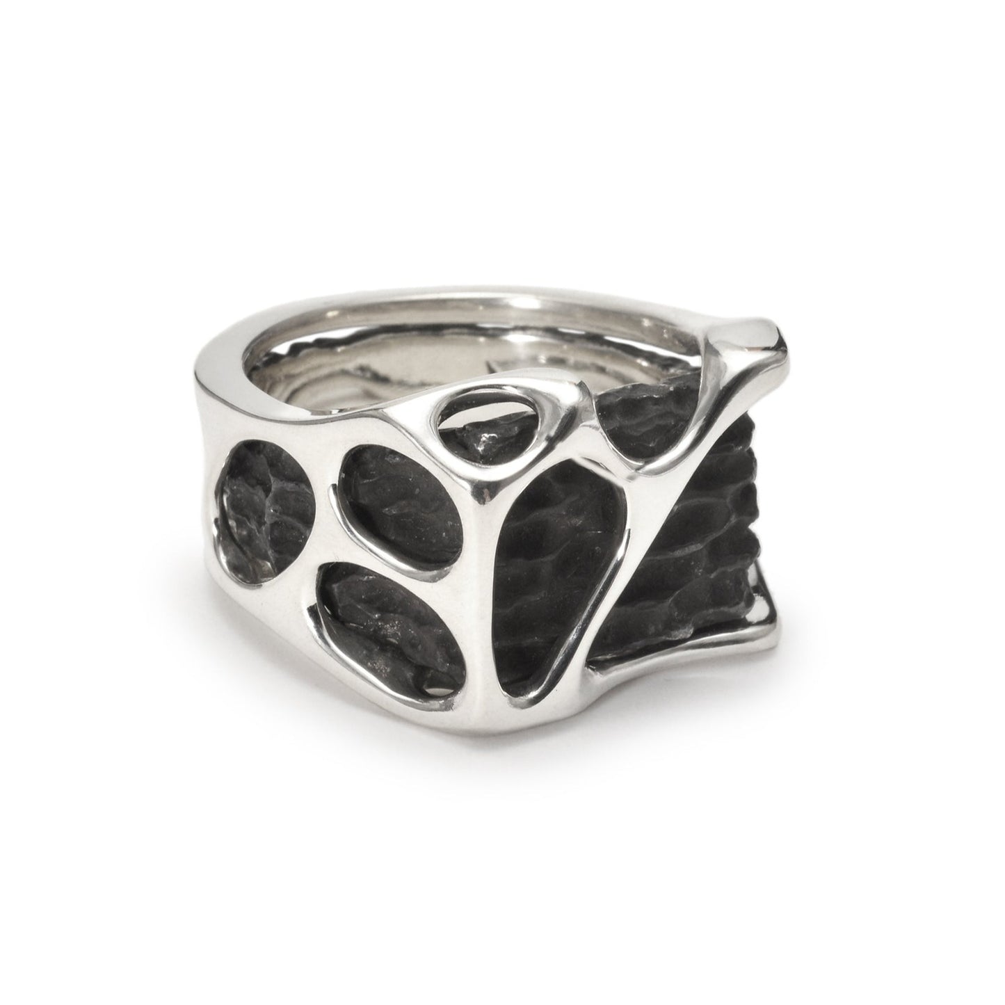 R-101 fusion - Square sterling silver combination signet ring