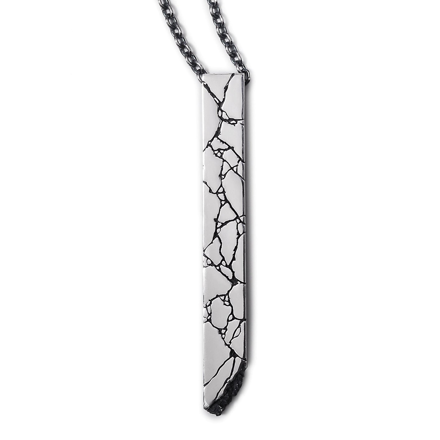 P-40 cracks - 75cm silver necklace