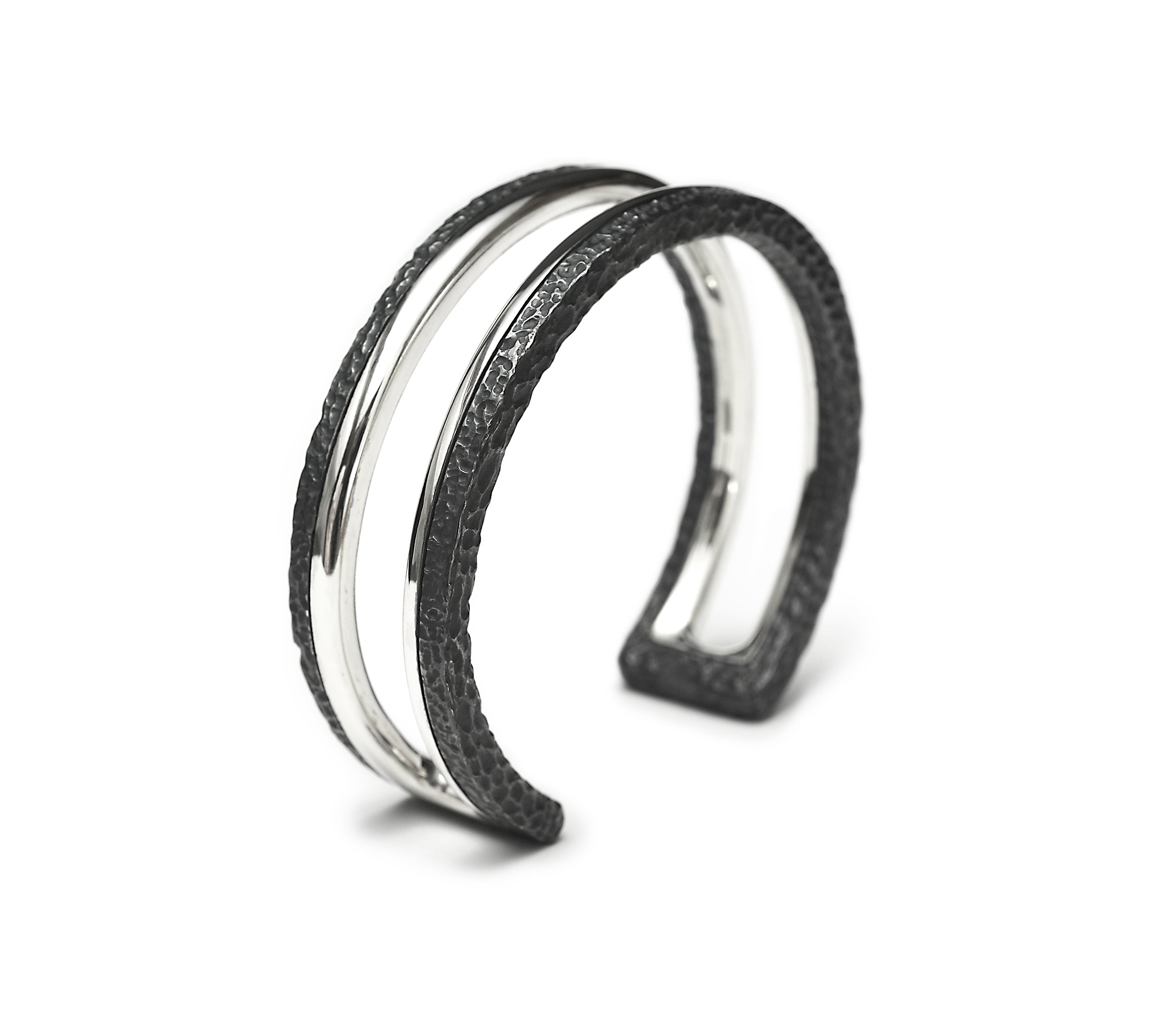 BR-24 essence - Two line thick sterling silver bracelet – Node by 