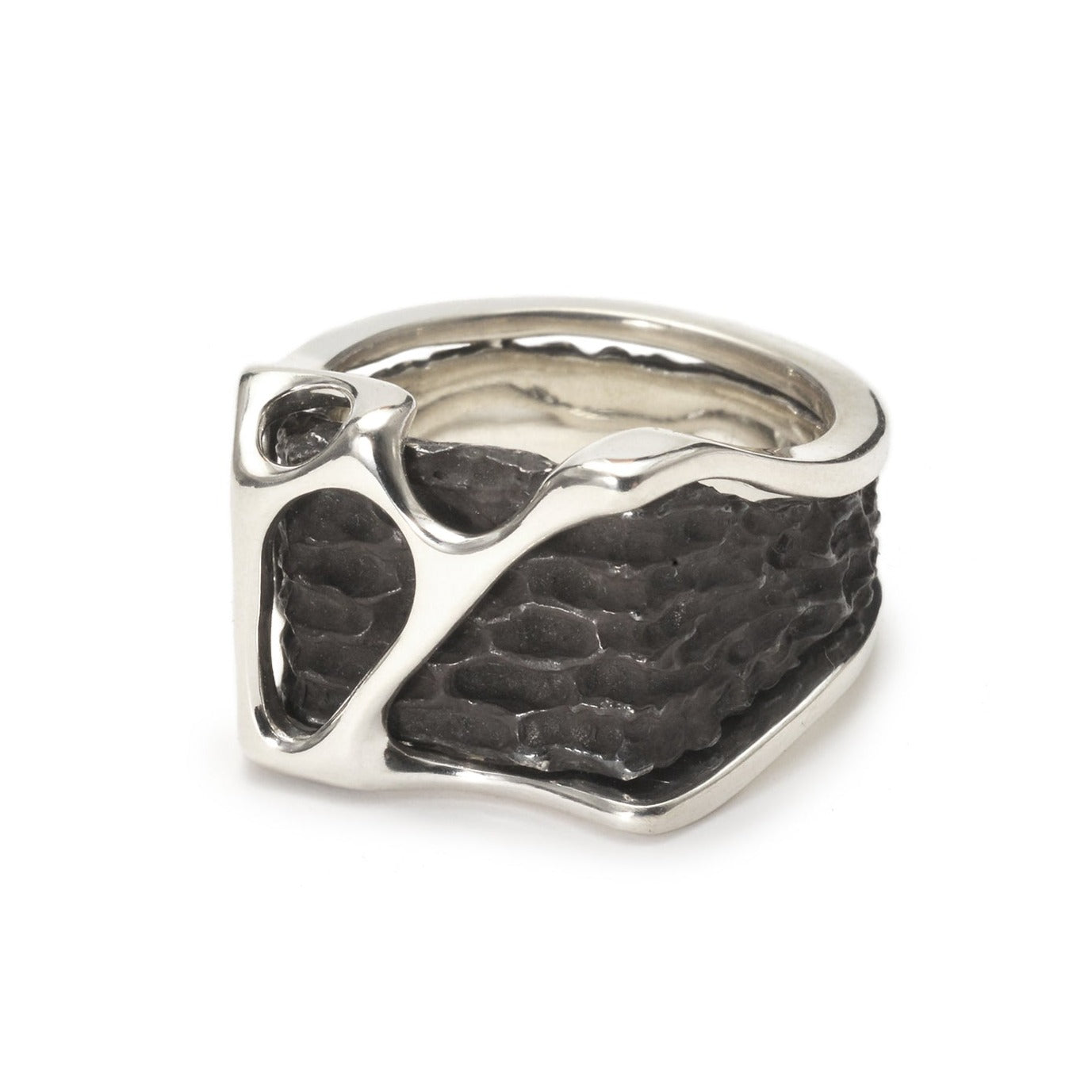 R-101 fusion - Square sterling silver combination signet ring