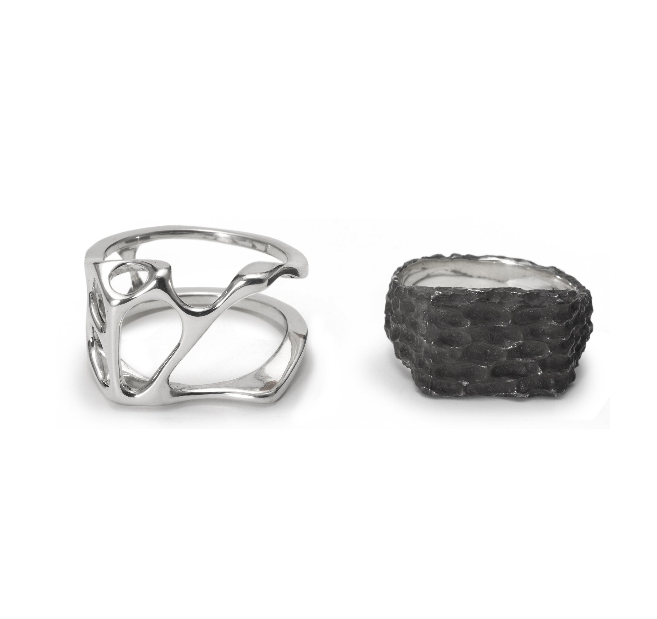 R-101 fusion - Square sterling silver combination signet ring